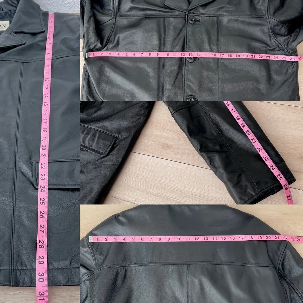 EUC Vintage 1990s M. Julian by Wilsons Leather Black Button Up Men's Car Coat XL